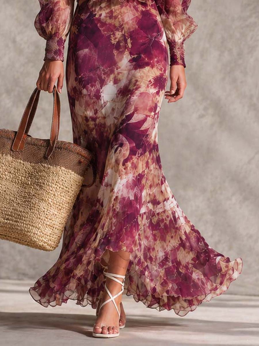 Camille™ | Floral Off-Shoulder Chiffon Maxi Dress