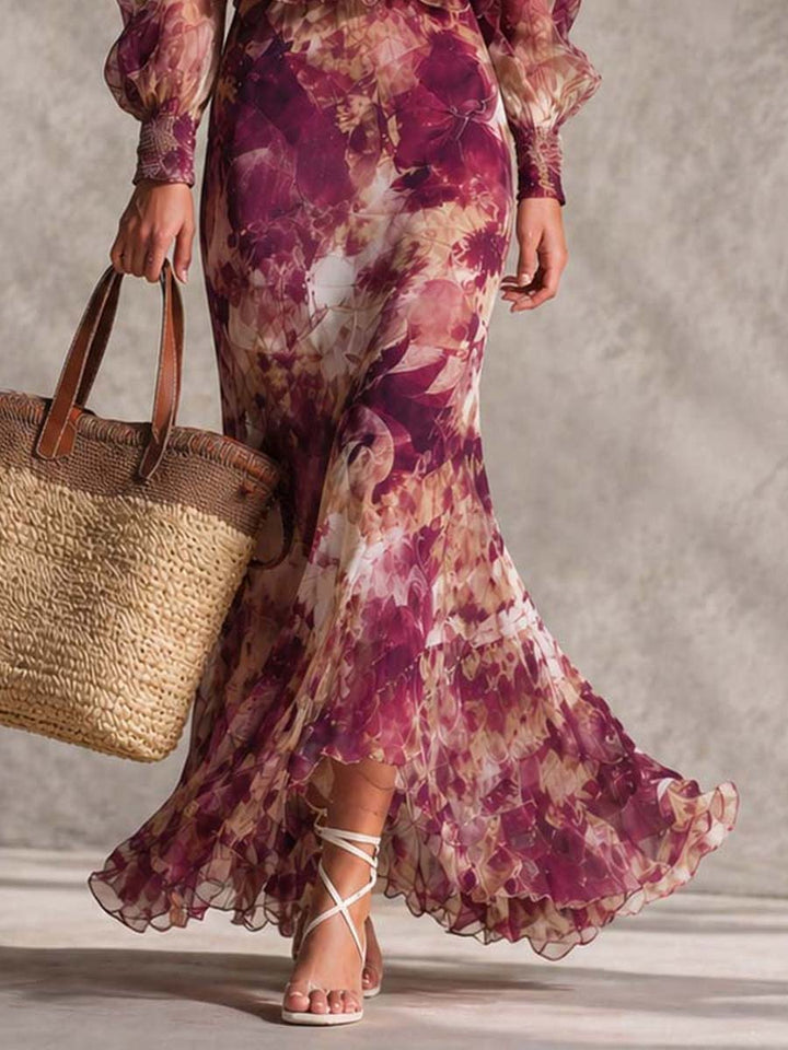 Camille | Floral Off-Shoulder Chiffon Maxi Dress