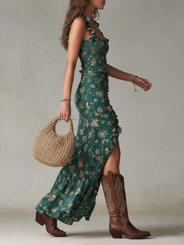 Juniper™ | Bohemian Ruffle-Sleeve Printed Maxi Dress