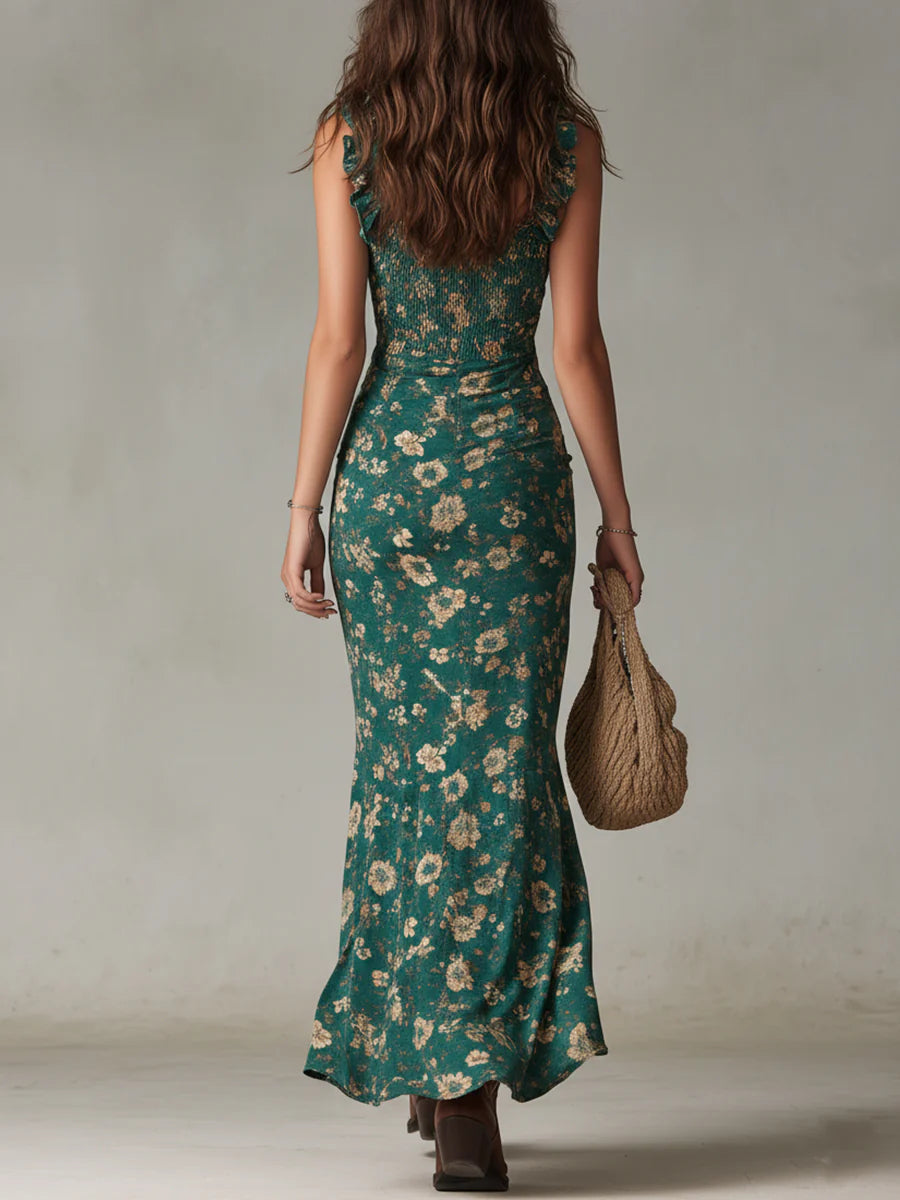 Juniper | Bohemian Ruffle-Sleeve Printed Maxi Dress