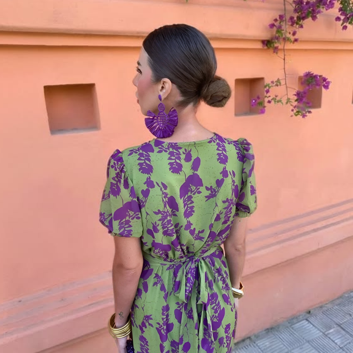 Ernestina™ | Long Floral Green Dress
