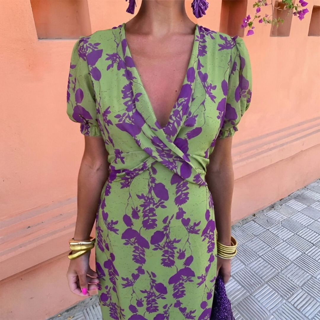 Ernestina™ | Long Floral Green Dress