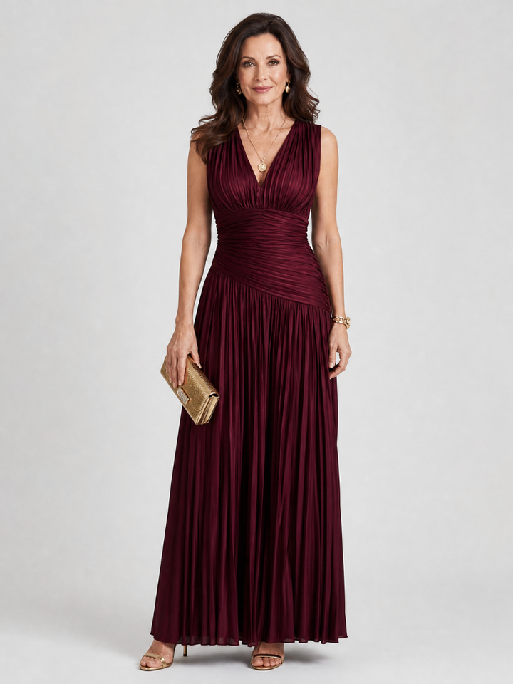 LEMAR | SLEEVELESS V-NECK MIDI DRESS FOR WOMEN