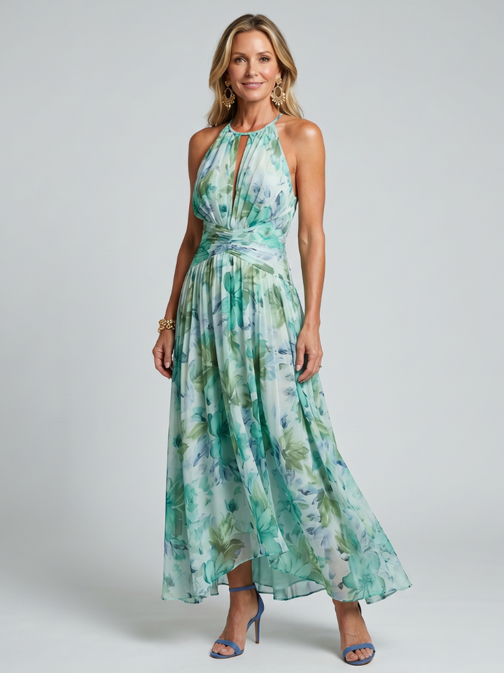 PORTIA | FLORAL HALTER DRESS FOR WOMEN
