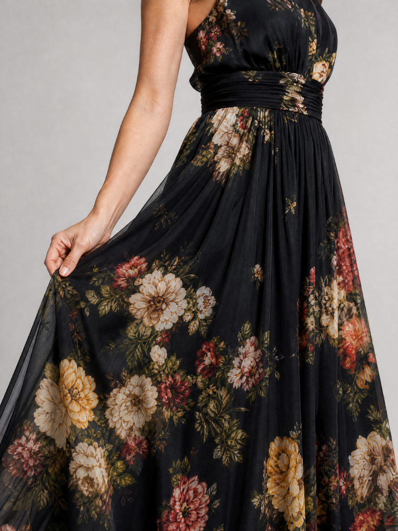 SIOR | FLORAL HALTER MIDI DRESS FOR WOMEN