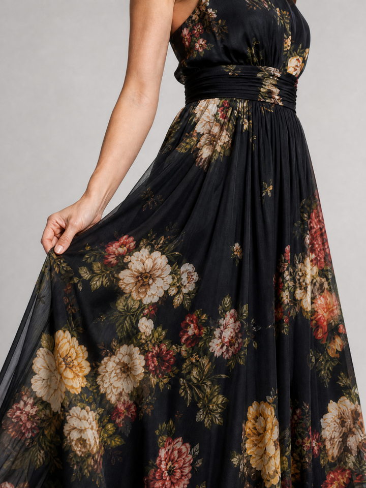 SIOR | FLORAL HALTER MIDI DRESS FOR WOMEN