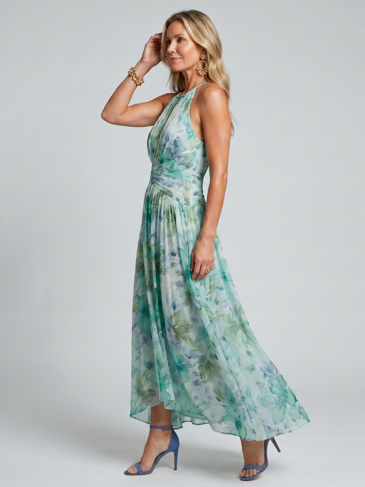 PORTIA | FLORAL HALTER DRESS FOR WOMEN