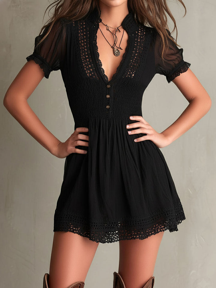 Classic Muse Lace-Trim Mini Dress
