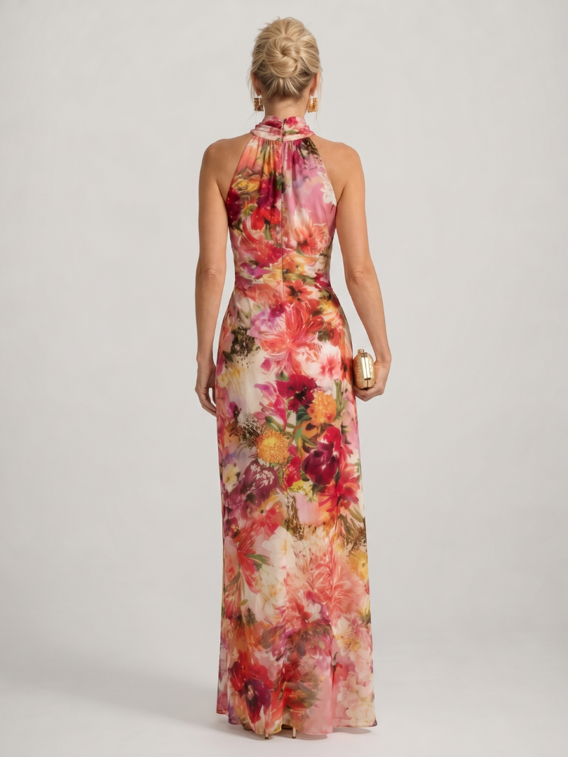 ELISABETTA | FLORAL HALTER MAXI DRESS FOR WOMEN