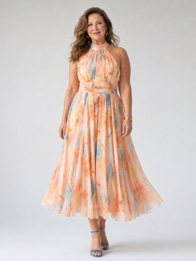 ELIN | SOFT HALTER MIDI DRESS FOR WOMEN