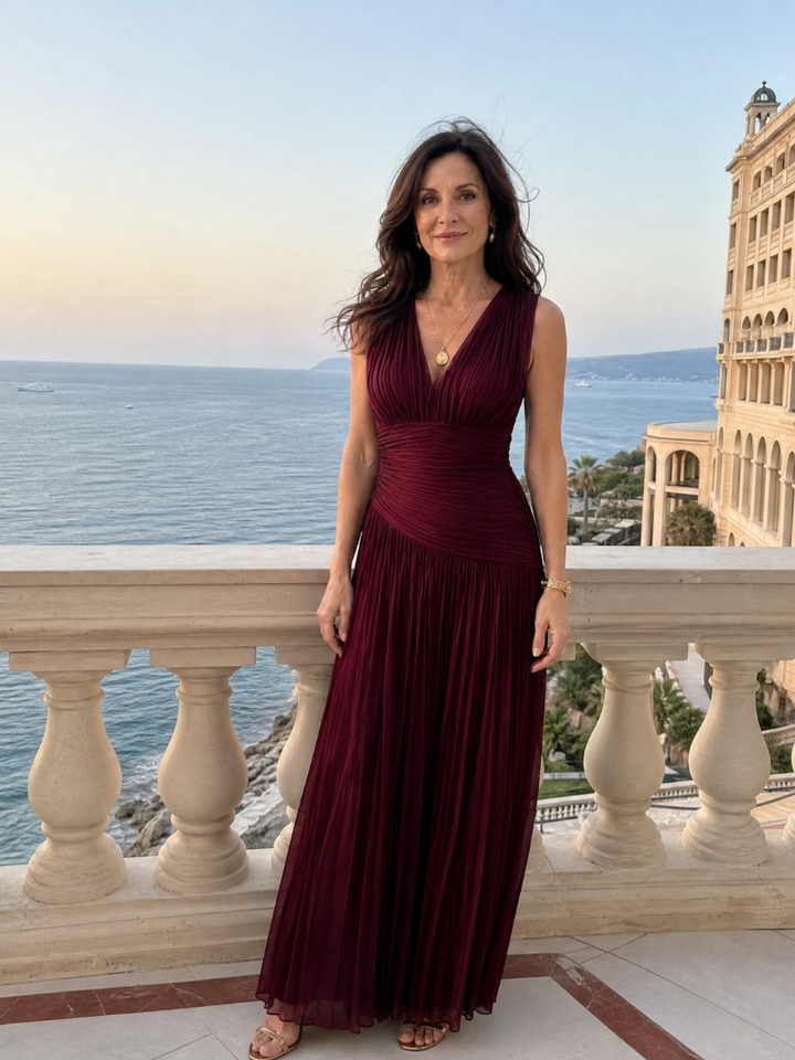 LEMAR | SLEEVELESS V-NECK MIDI DRESS FOR WOMEN