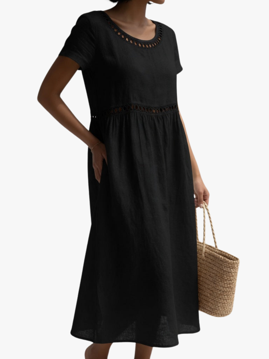 HAZEL | Midi Dress with Eyelet Waist Detail