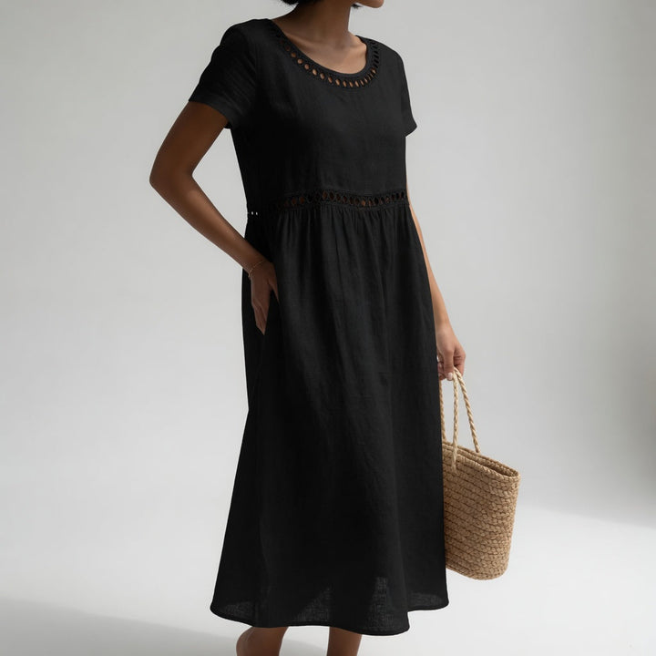 HAZEL | Midi Dress with Eyelet Waist Detail