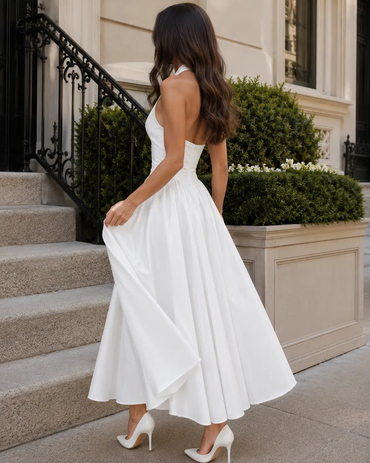 Celeste | Halter Neck Elegant Midi Dress