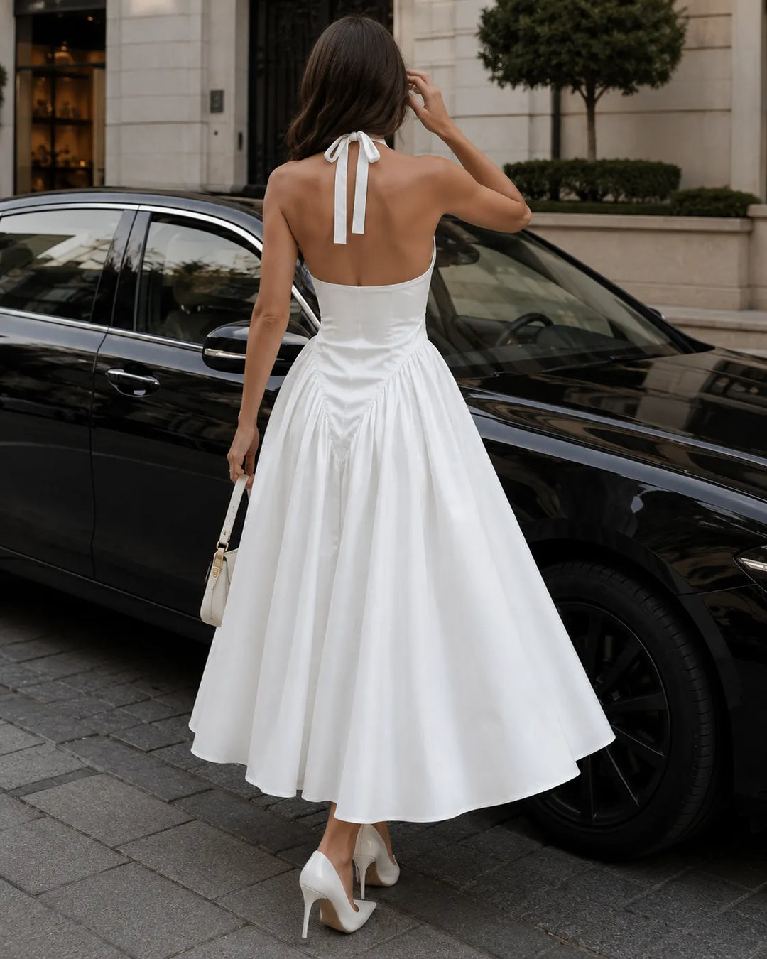 Celeste | Halter Neck Elegant Midi Dress