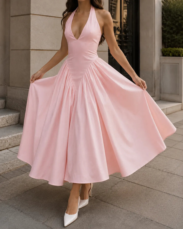 Celeste | Halter Neck Elegant Midi Dress