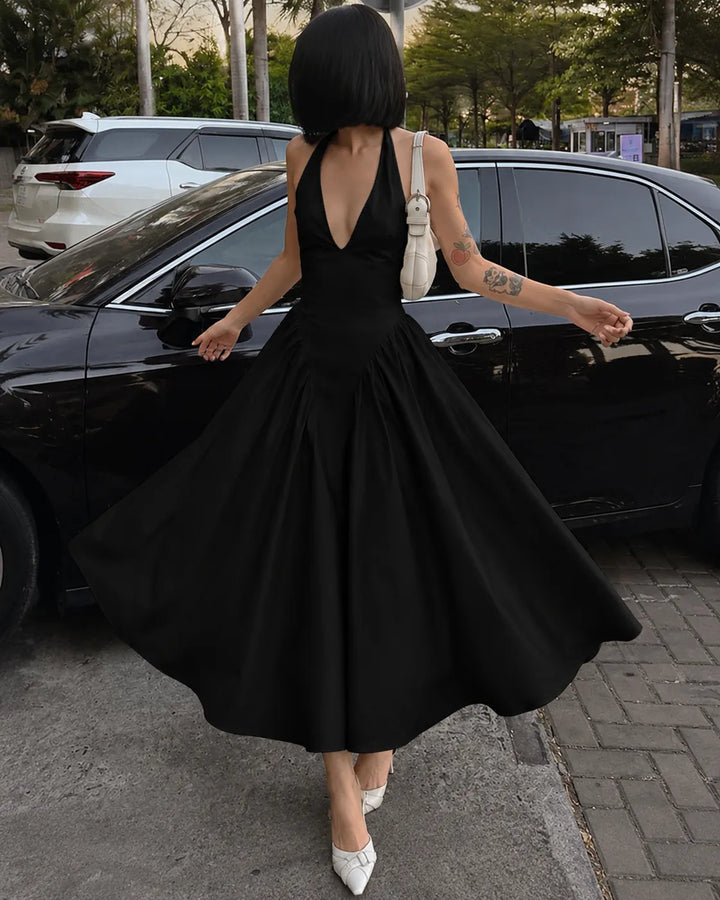 Celeste | Halter Neck Elegant Midi Dress