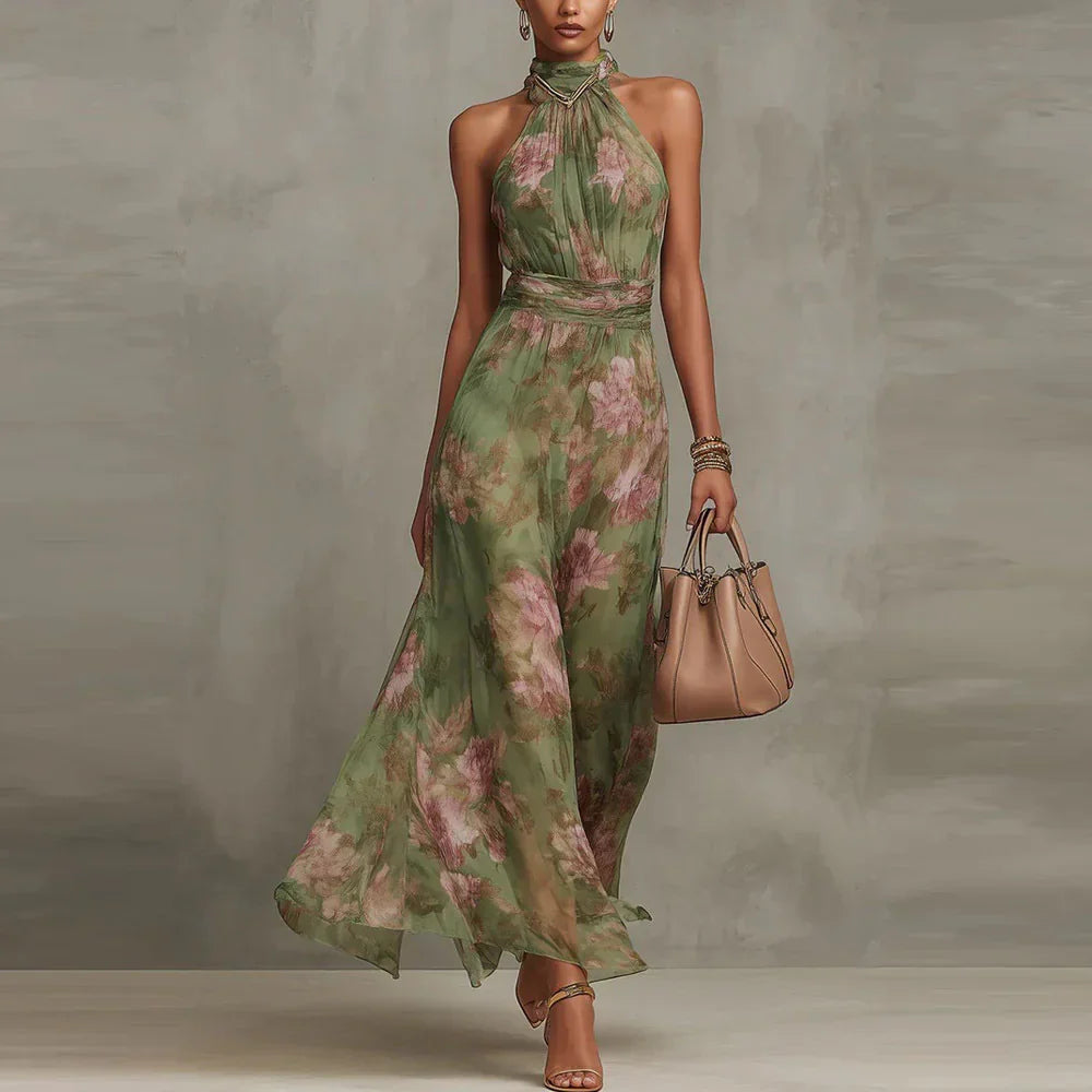 Vanna | Floral Halter Maxi Dress