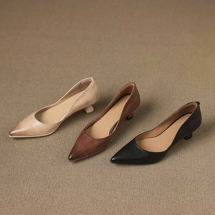 Calenne Leather Cat Heels