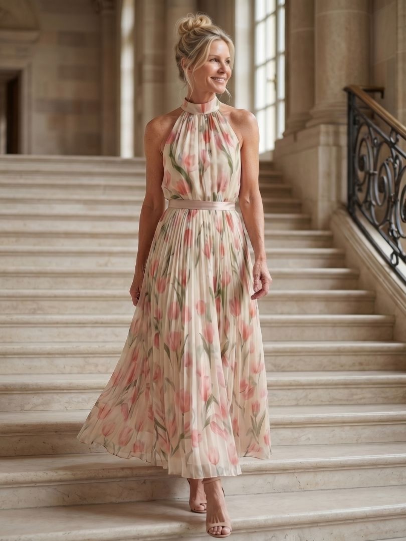 AURELLE | HALTER MIDI DRESS FOR WOMEN