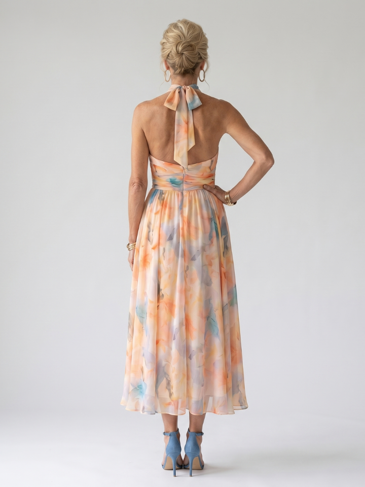 ELIN | SOFT HALTER MIDI DRESS FOR WOMEN