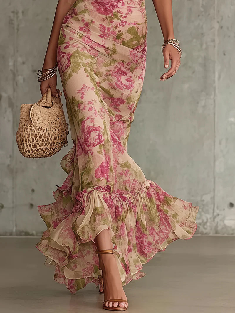 Rosalind | Vintage Rose Puff Sleeve Maxi Dress