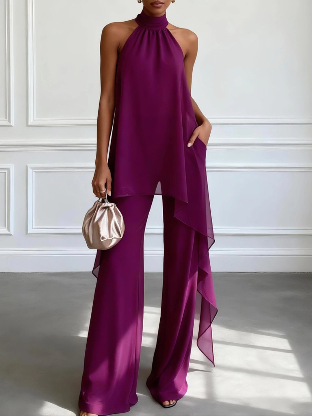 Vivienne | Halter Top & Pants Two-Piece Set