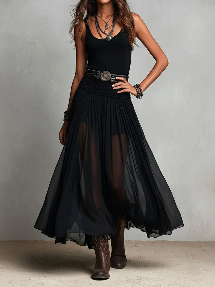 Giselle | Tank & Tulle-Skirt Maxi Dress