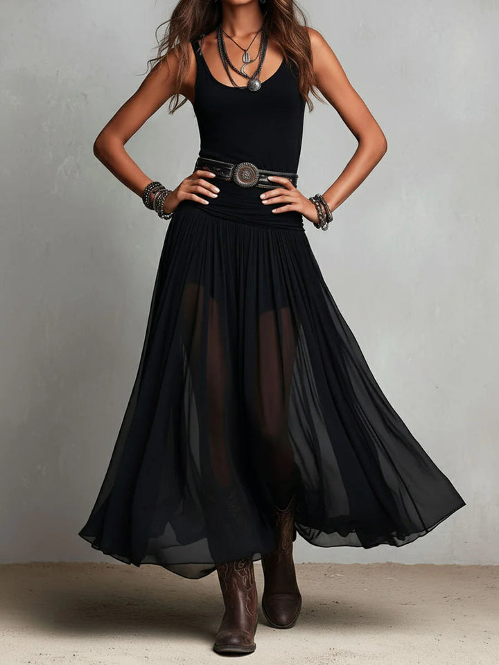Giselle | Tank & Tulle-Skirt Maxi Dress