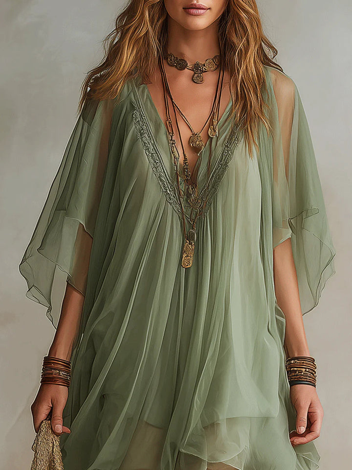 Wren™ | V-Neck Layered Flowy Mini Dress