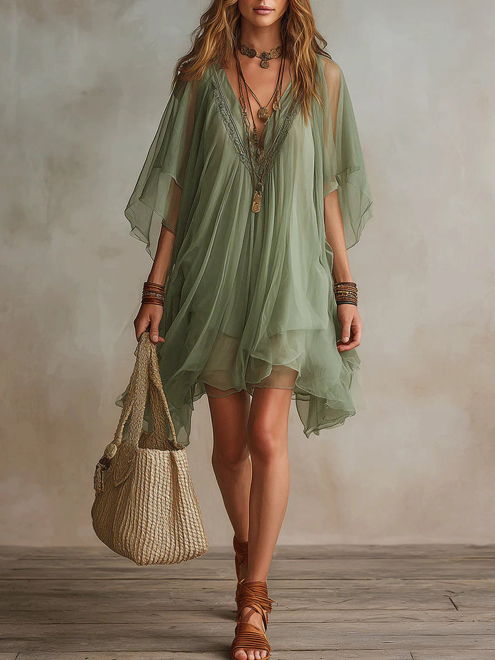 Wren™ | V-Neck Layered Flowy Mini Dress
