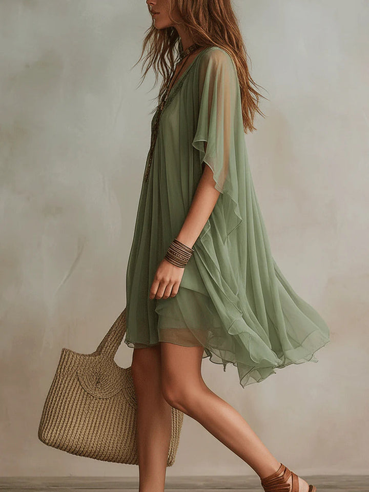 Wren™ | V-Neck Layered Flowy Mini Dress