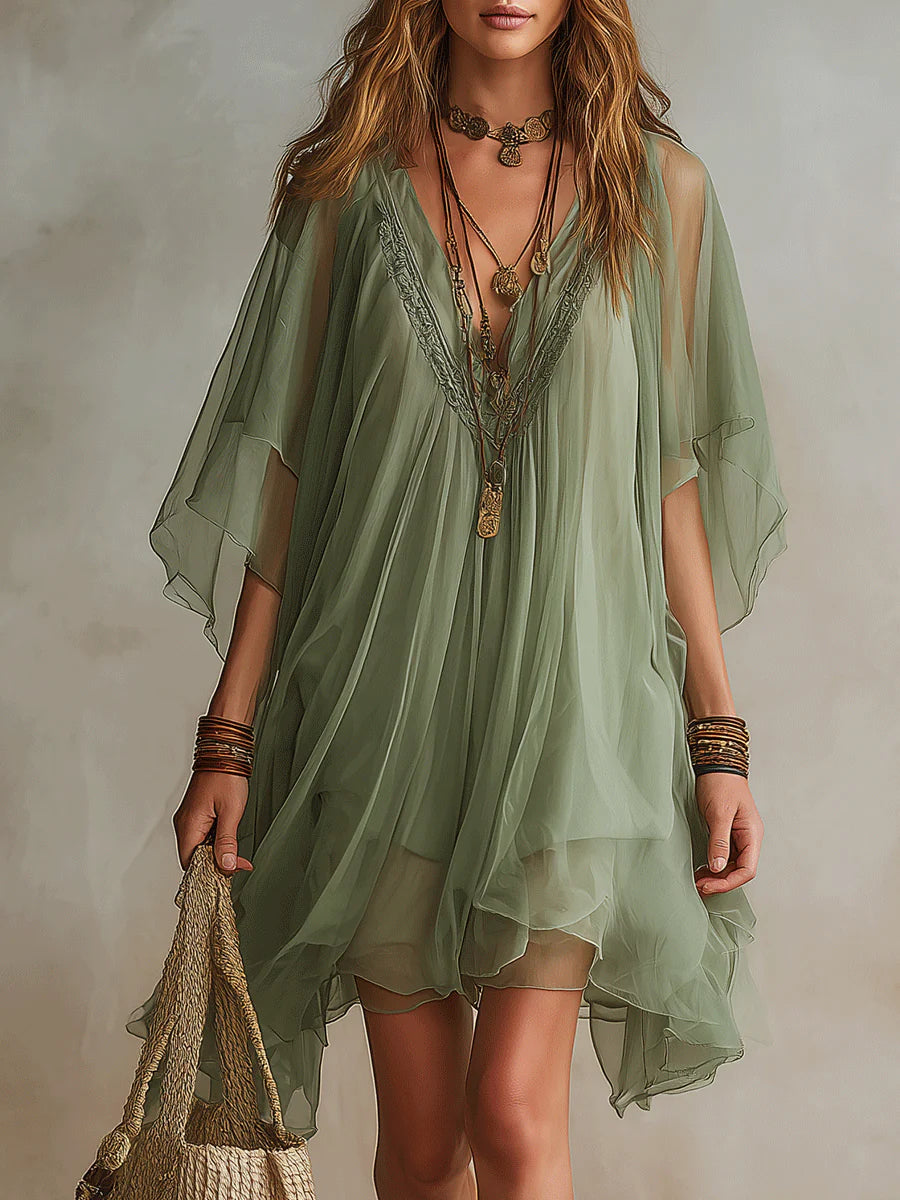 Wren™ | V-Neck Layered Flowy Mini Dress