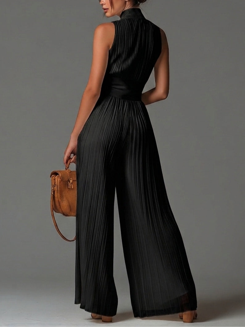 Beatrix™ | V-Neck Wide-Leg Chiffon Jumpsuit
