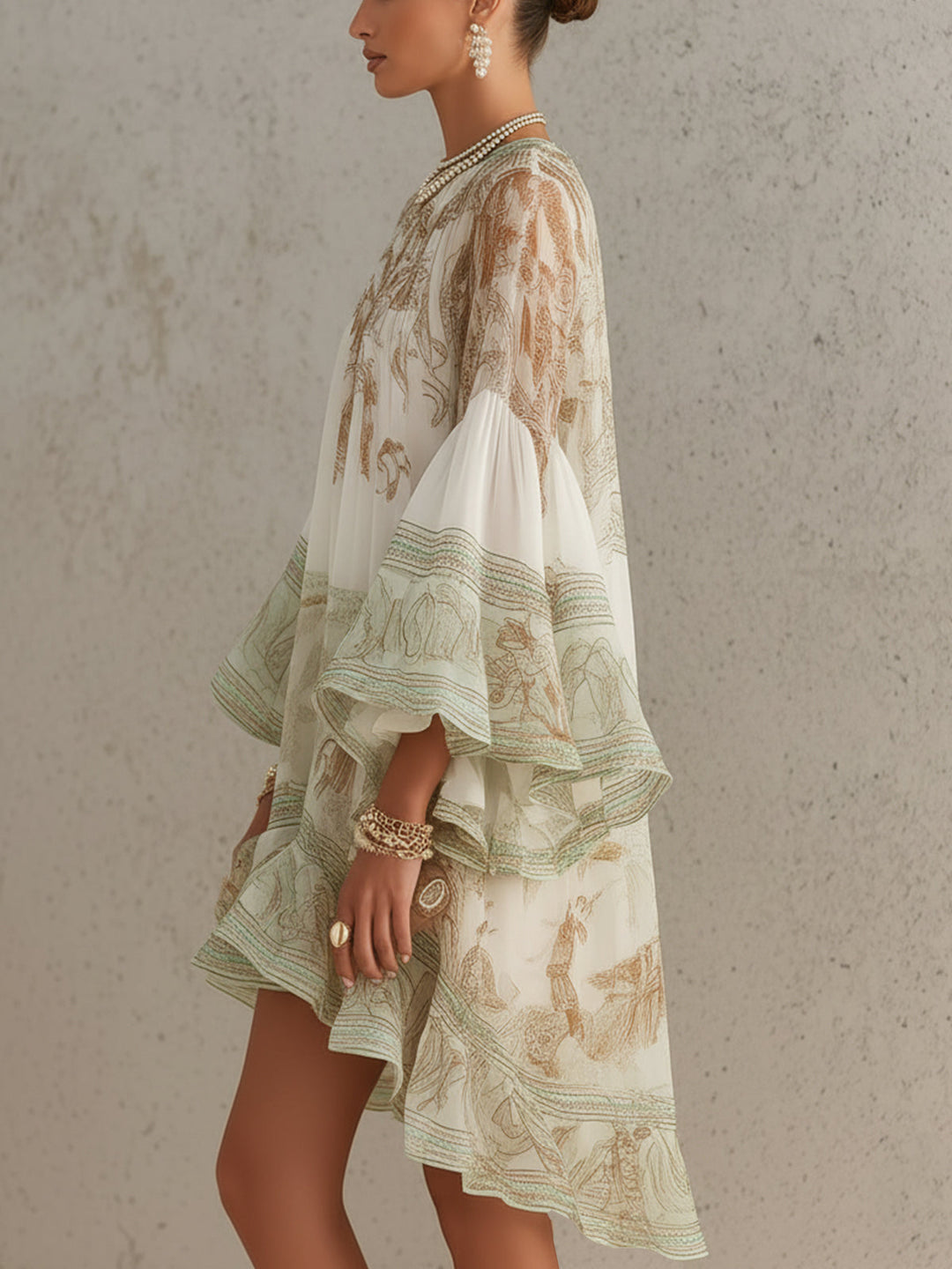 Eloise™ | Ruffle-Hem Flounce Sleeve Mini Dress