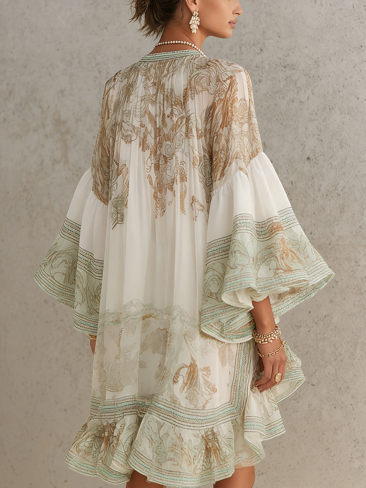 Eloise | Ruffle-Hem Flounce Sleeve Mini Dress