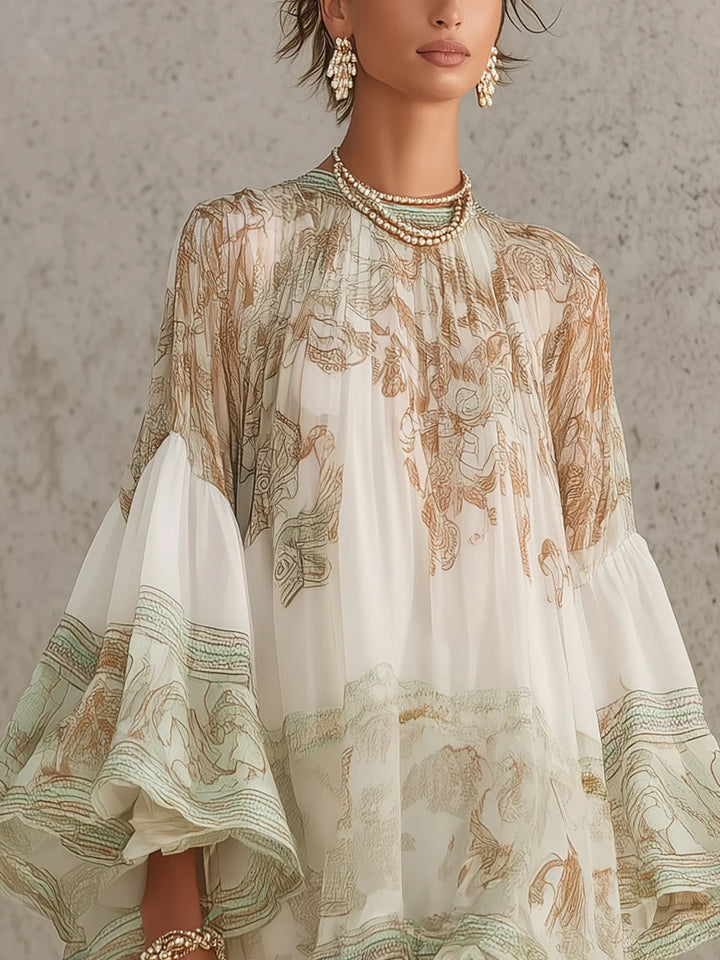Eloise | Ruffle-Hem Flounce Sleeve Mini Dress