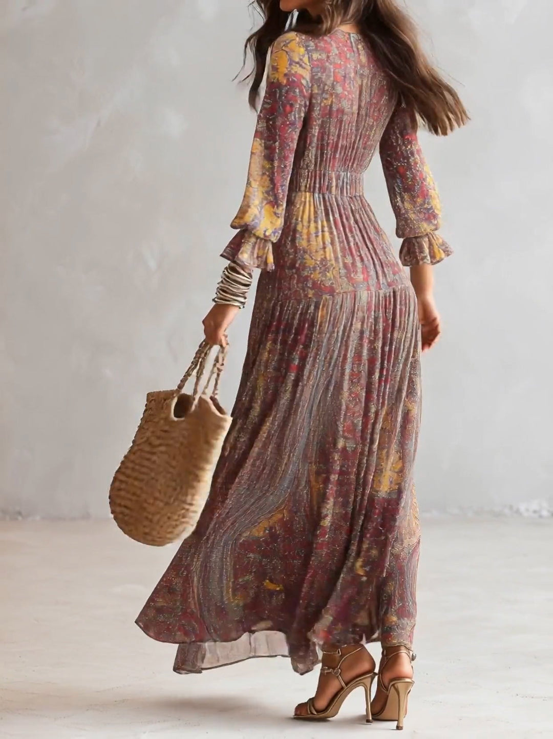 Cosima | Paisley V-Neck Chiffon Maxi Dress