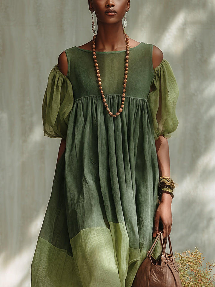 Maren™ | Off-Shoulder Chiffon Midi Dress