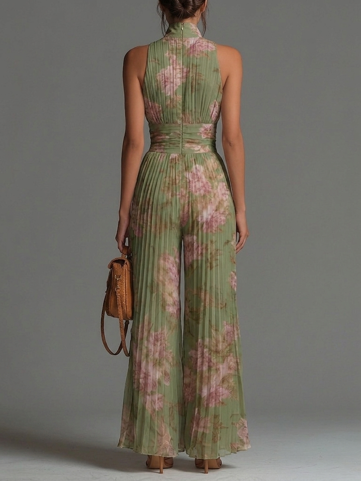 Pippa | Floral V-Neck Wide-Leg Chiffon Jumpsuit