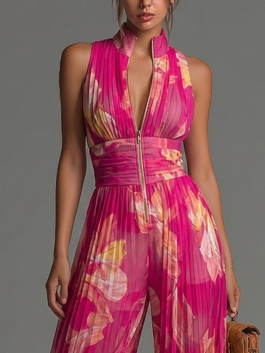 Liliana | Floral Wide-Leg Chiffon Jumpsuit
