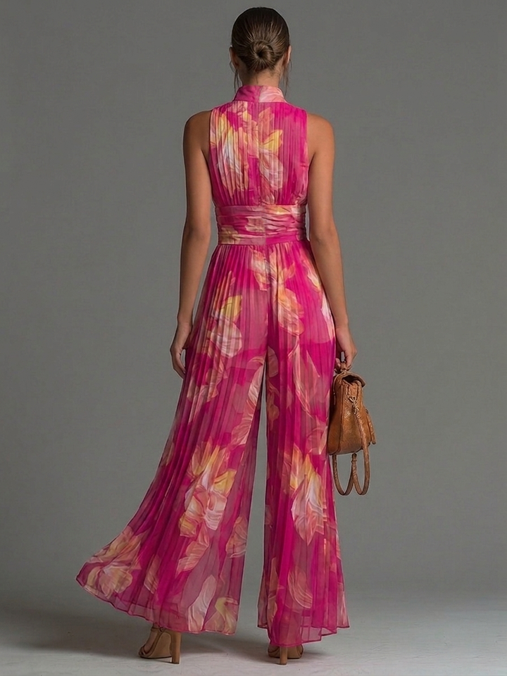 Liliana | Floral Wide-Leg Chiffon Jumpsuit