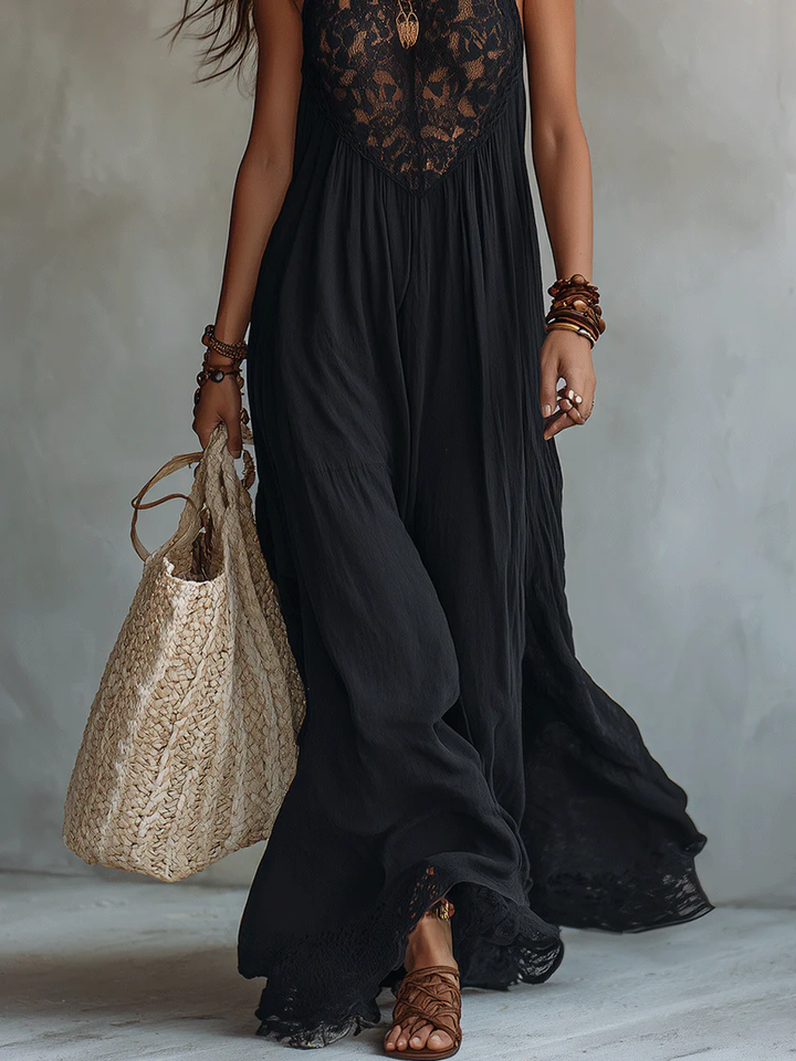 Seraphina™ | Bohemian Lace-Trimmed Maxi Dress