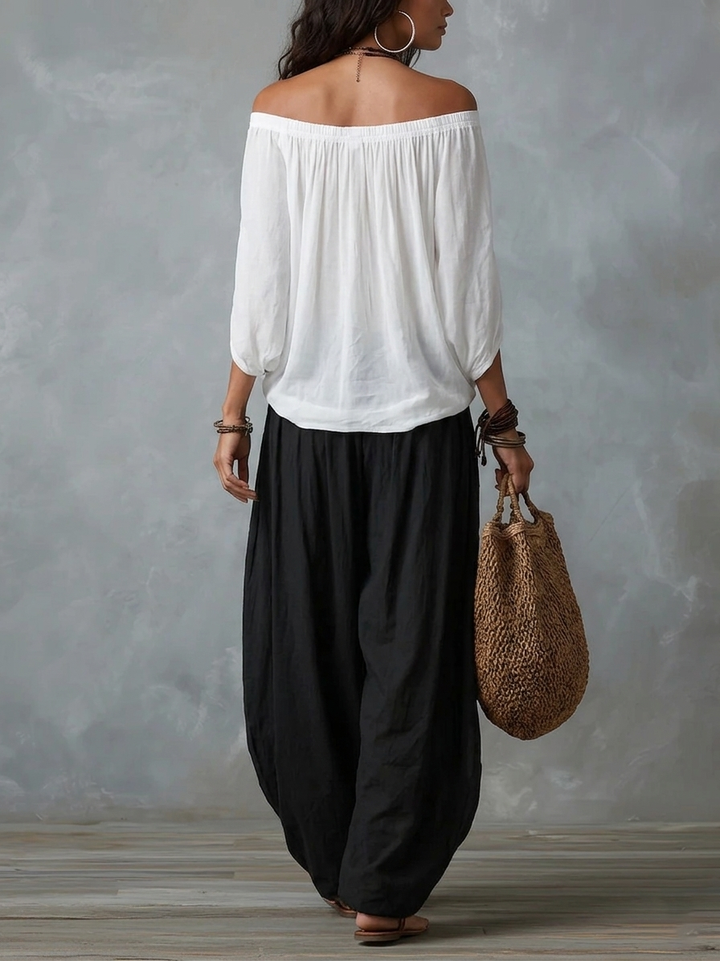 Bianca | Off-Shoulder Top & Lantern Pants Set