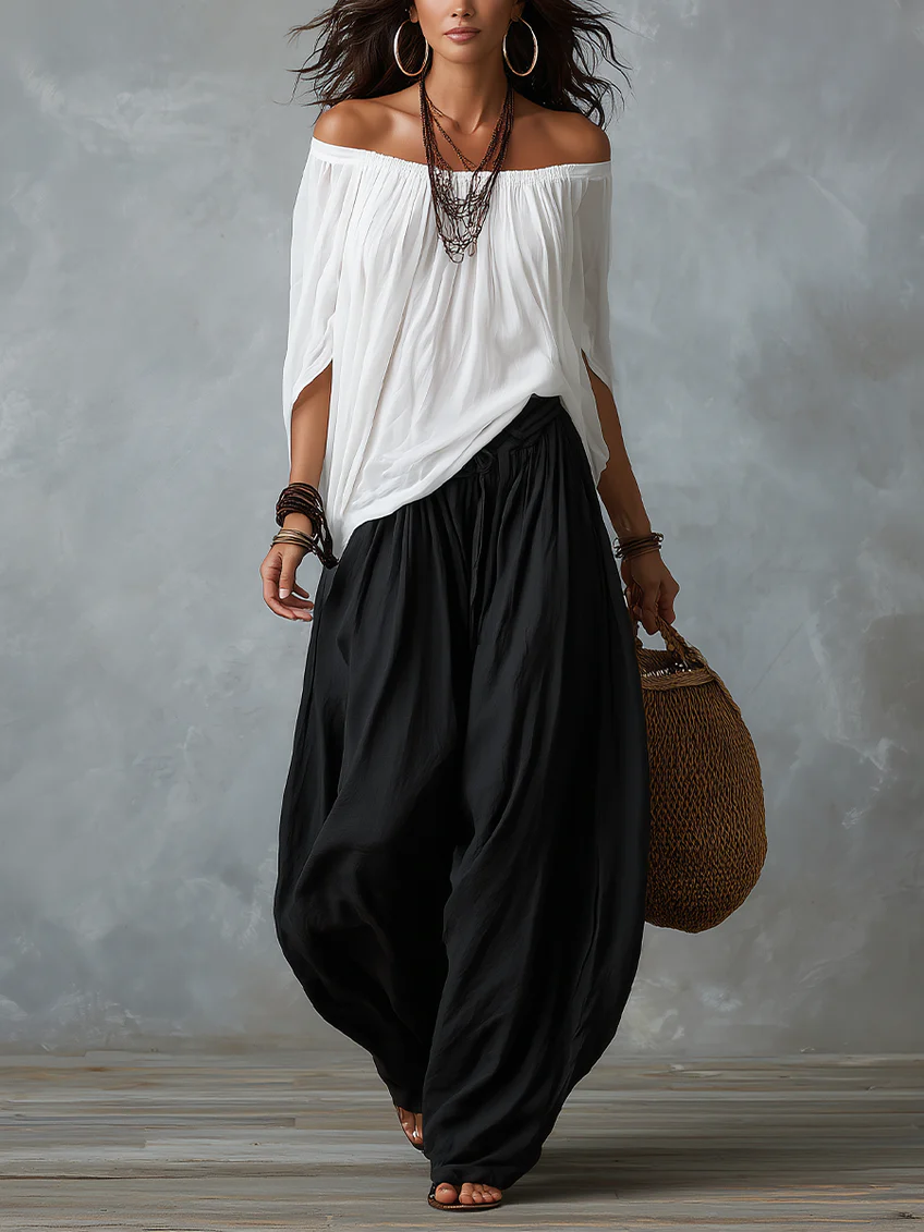 Bianca | Off-Shoulder Top & Lantern Pants Set