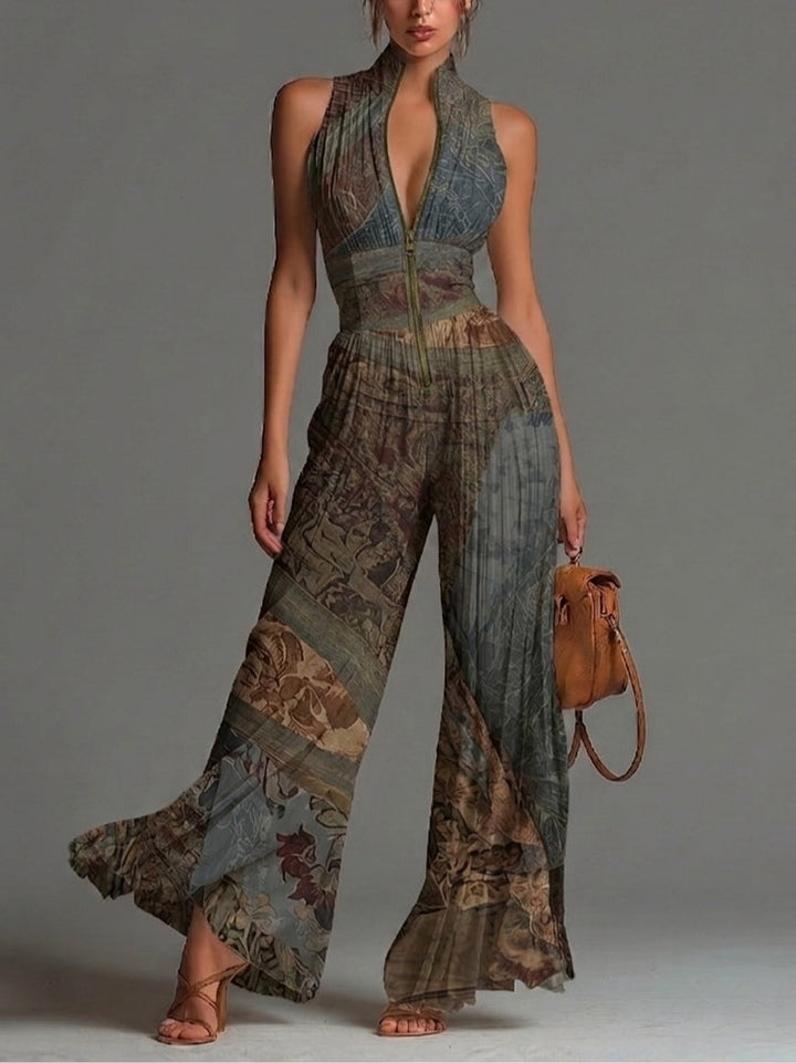 Odette | V-Neck Wide-Leg Chiffon Jumpsuit