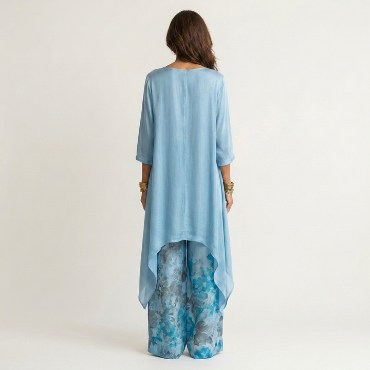 Cariola - Cotton-Silk Two-Piece Set with Asymmetric Tunic